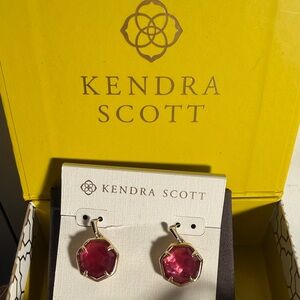 Kendra Scott Fuchsia Earrings with Gold Accents